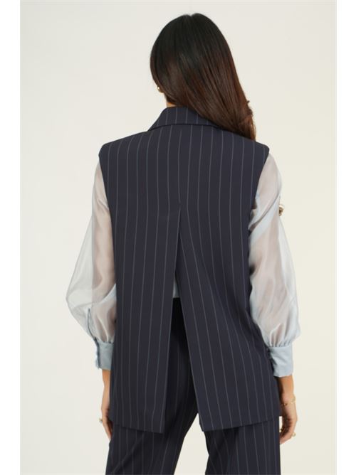 Gilet lungo doppiopetto gessato Elmas Phil | 040648BLU